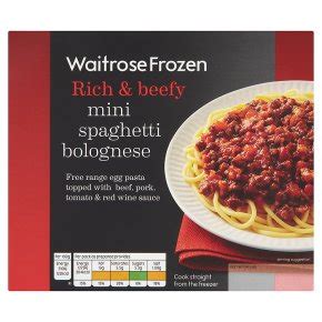 菱 Calories in Waitrose Frozen Rich & Beefy Mini Spaghetti Bolognese
