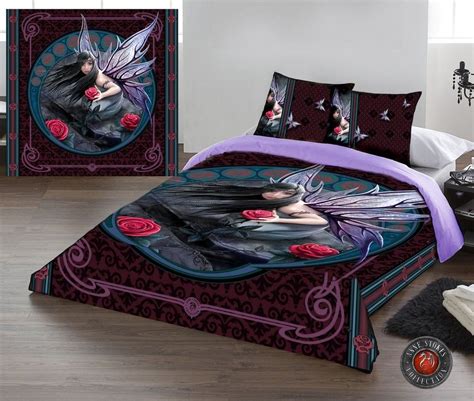 Housse de couette en coton égyptien de 200 fils/ cm² pour une douceur unique. Rose fairy - Housse couette fée Anne Stokes elfe - 200x200 + 2 taies | Housse de couette ...