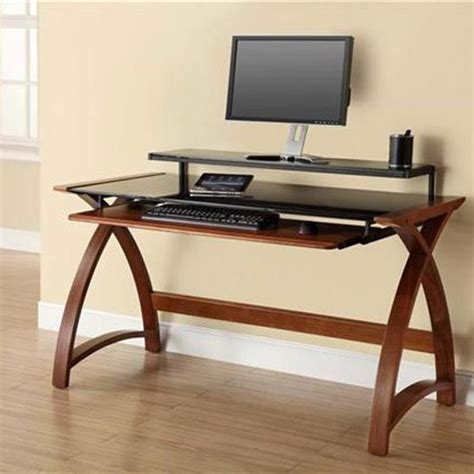 Cohen Curve Computer Desk Large In Black Glass Top And