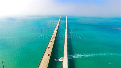 7 Mile Bridge Aerial View Florida Keys Marathon Usa Stock Photo