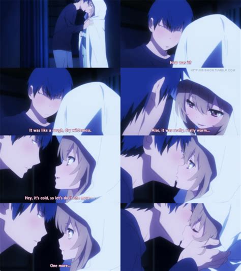 Taiga And Ryuuji Kiss Toradora Romantic Anime Anime Love