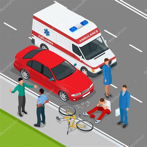 Car Accident Car Crash Flat 3d Vector Isometric Illustration