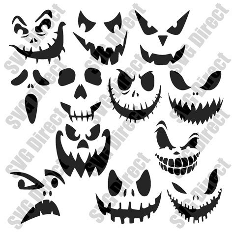 12 Halloween Pumpkin Scary Face Decal Designs Svg Cut File Etsy