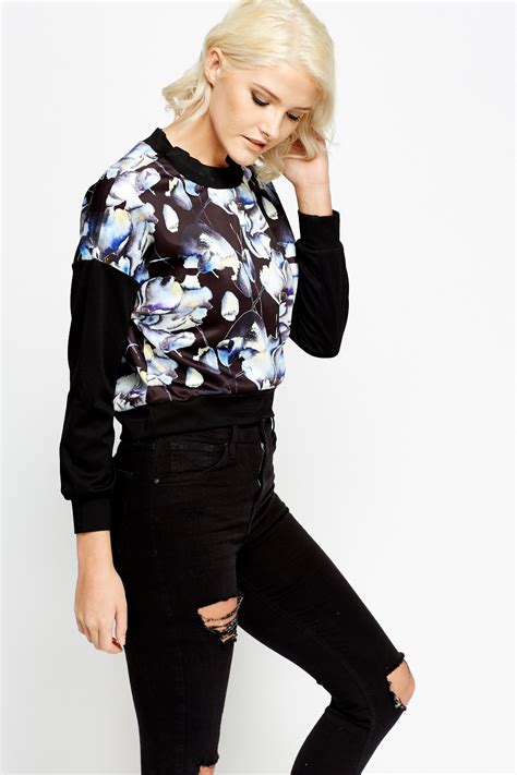 Flower Print Contrasted Sweater Just £5