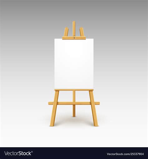 Wooden Easel Canvas Board Isolated Stand Blank Vector Image