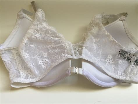 Rene Rofe Lingerie White Lace Back Front Closure Bra 36c Push Up Bralette