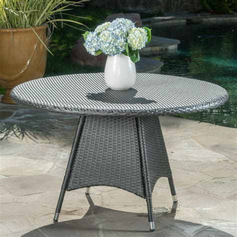 Ramsey Outdoor Wicker Round Dining Table Grey