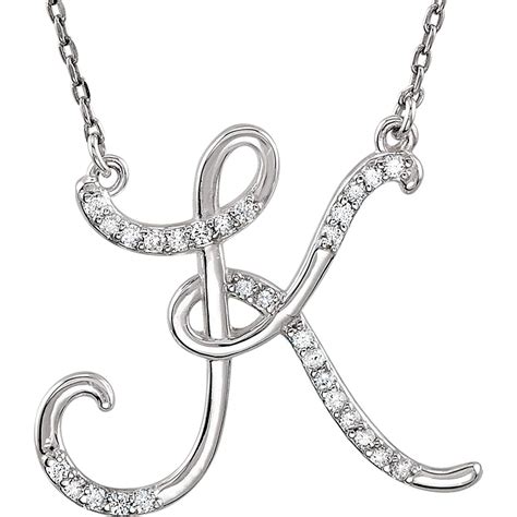 Bonyak Jewelry K White Gold Letter K CTW Diamond Initial Necklace Very Kind Of Y