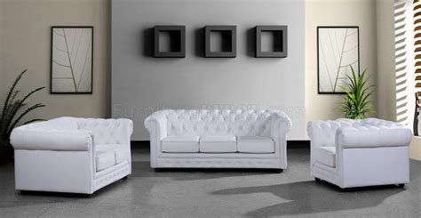 Leather Ultra Modern 3pc Living Room Set Paris 3 White