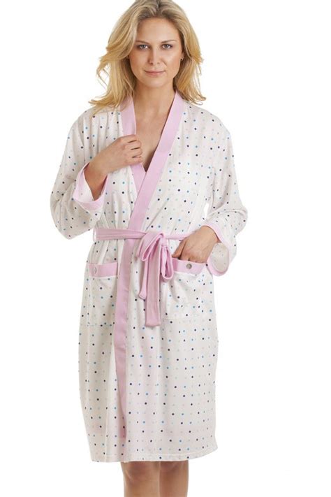 womens ladies spot print lightweight dressing gown robe