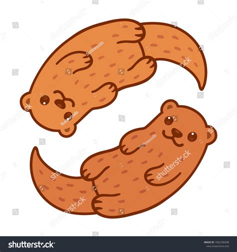 Cute Otter Couple Swimming Yin Yang Stock Vector Royalty Free