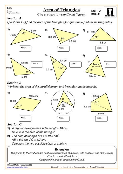 Worksheets For Area Of A Triangle