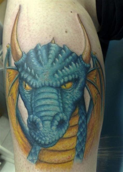 Blue Dragon Head Tattoo On Half Sleeve Tattooimagesbiz