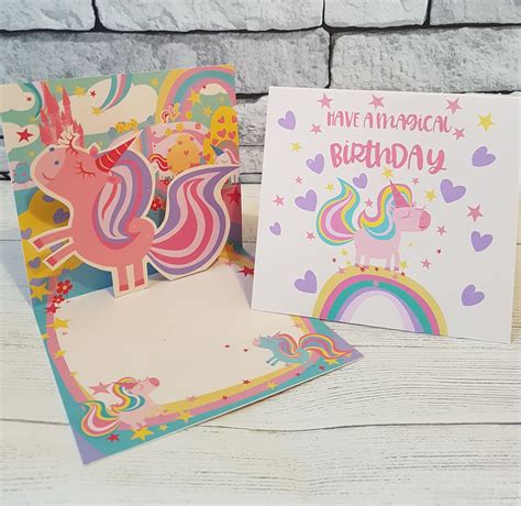 Magical Unicorn Birthday Card Girls Birthday Card Cute Unicorn Card