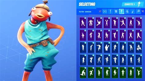 Fishstick Skin Showcase With All Fortnite Dances And Emotes Youtube