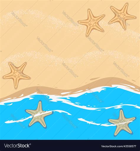 With Sea Waves Beach And Starfish Royalty Free Vector Image