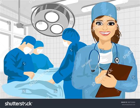 female surgical nurse operating room holding image vectorielle de stock libre de droits