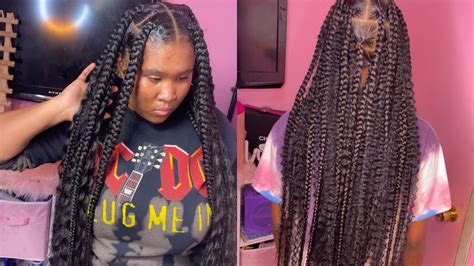 How To Do Jumbo Knotless Braids With Curly Pieces Youtube