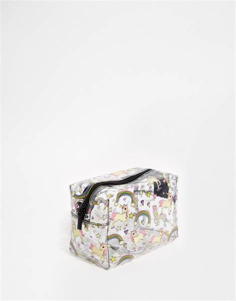 Asos Asos Unicorn And Rainbow Clear Make Up Bag At Asos