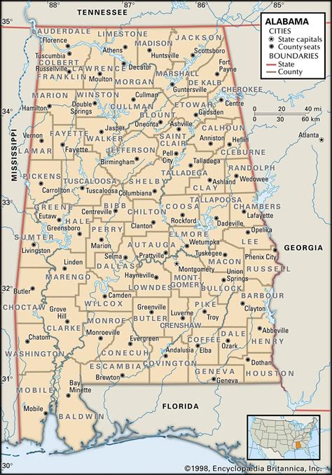 Alabama State Map With Counties World Map