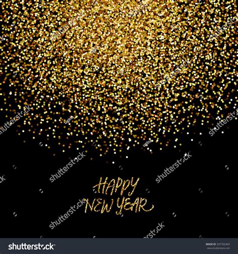 Gold Glitter Confetti Background Happy New Year Stock Vector