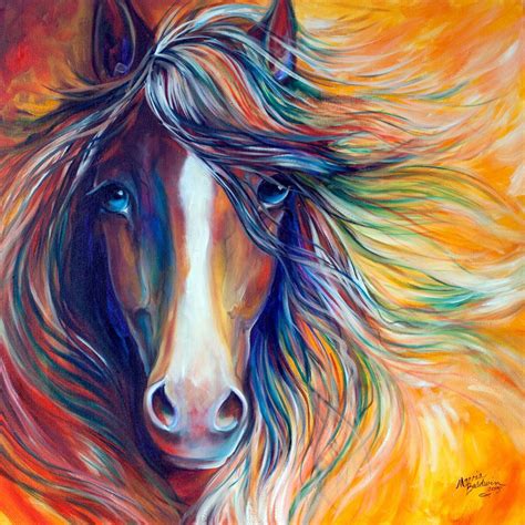 M Baldwin Original Oil Painting Wild Horse Mustang Abstract By Marcia