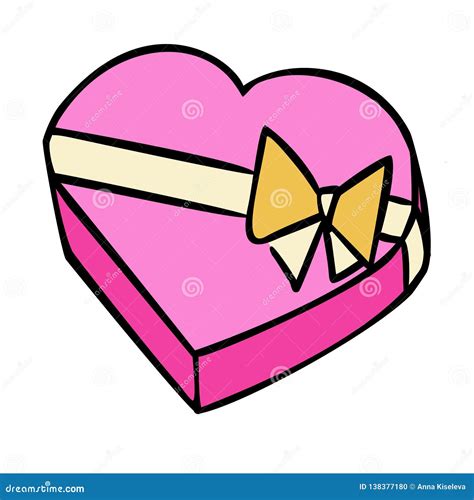 Present And Heart Shaped Cartoon T Boxes With Ribbon Bow Stock