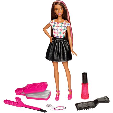 barbie diy crimp and curl hairstyles doll brunette with no heat tools