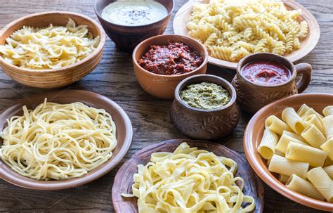Pasta With Different Kinds Of Sauce High Quality Food Images