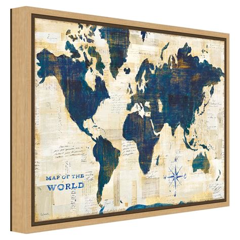 Amanti Art Canvas Art Framed World Map Collage