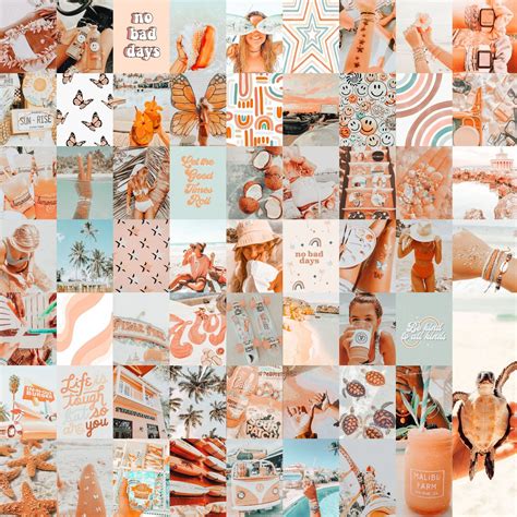 Peach Beach Vsco Aesthetic Wall Collage Kit 60pcs Physical Etsy