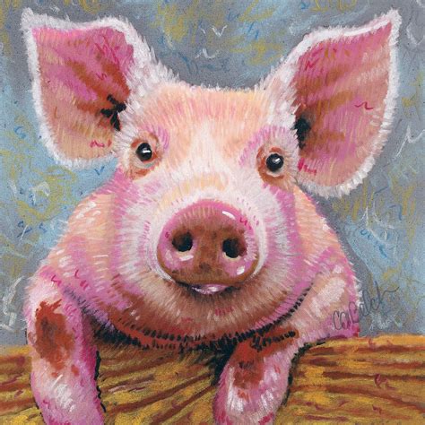 Pig Portrait Framed Archival Print From An Original Pastel Drawing