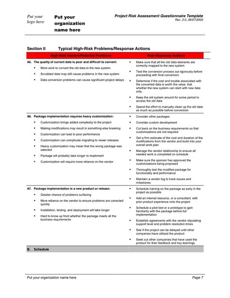 Risk Assessment Questionnaire Template In Word And Pdf Formats Page 7