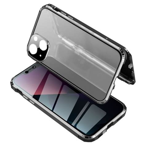 Wigento Handyhülle Beidseitiger 360 Grad Privacy Magnet Glas Case