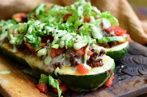 I used panko instead of bread crumbs and i did not blend all the ingredients in the processor. Taco Stuffed Zucchini Boats - Will Cook For Smiles