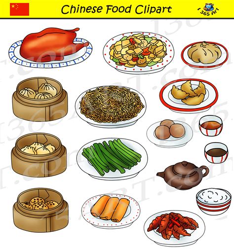 Chinese Food Clipart Set Commercial Graphics Clipart For School
