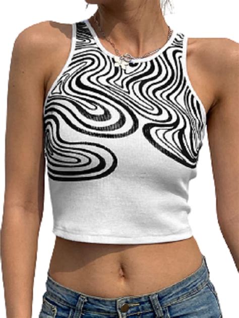 Womens Tank Top Ribbed Knit Basic Crop Top Y2k E Girl Vintage Camisole