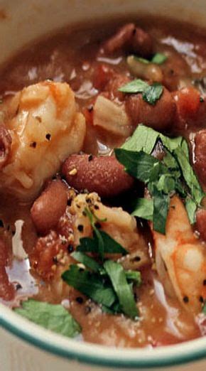 The recipes in this blog aren't all laced with sweet potatoes, but they are all made with a generous sprinkling of soul. New Orleans Style Red Beans and Rice with Shrimp. | Cajun dishes, Cooking recipes, Seafood recipes