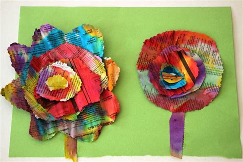 Recycled Newspaper Flower Craft For Kids