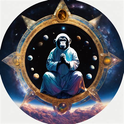 Lexica Apes Praying To A Human God In Space In Circle Image
