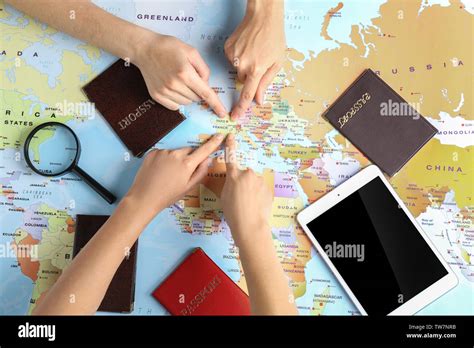 Pointing At World Map Hi Res Stock Photography And Images Alamy