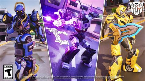 Fortnite Transformers Pack Skins Gameplay Bumblebee Megatron And Battlebus Youtube