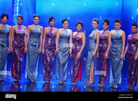 Contestants Pose During The Final Of The Miss Asia Pageant In