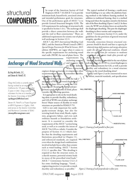 Structure Mag 2018 08 Anchorage Of Wood Structural Walls Pdf