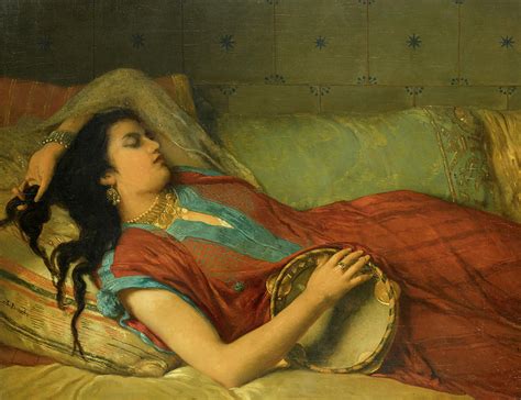 The Tambourine Player In Repose Painting By Jean Francois Portaels Pixels