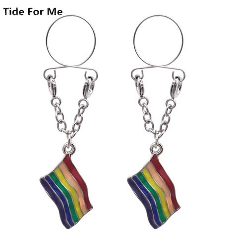 New Fashion Wings Gay Flag Sexy Non Pierced Clip On Nipple Ring