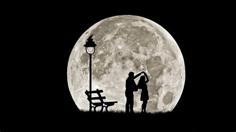 Hd Wallpaper Moon Night Pair Dance Love Silhouette Art Pictures