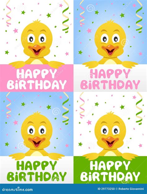 Happy Birthday Cute Chick Stock Vector Illustration Of Happiness
