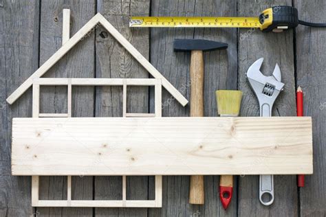 Wooden House Construction Renovation And Tools Background — Stock Photo