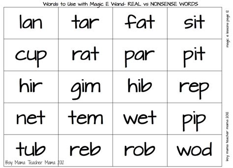 These nonsense words are letter sequences that follow regular phonetic rules and are it makes sense to include nonsense words for assessment purposes. Teacher Mama: Teaching the Magic e - Boy Mama Teacher Mama